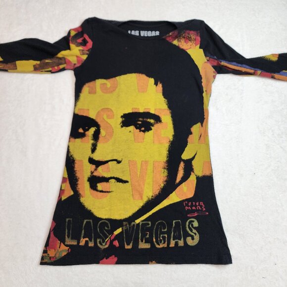 Rare Peter Mars Las Vegas Elvis Presley Graphic Long Sleeve Womens Large - Picture 5 of 7